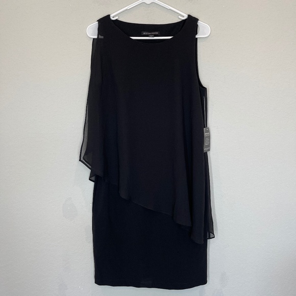 Boston Proper Dress Women's Size S Black Sleeveless Flow Chiffon Overlay - Picture 1 of 13